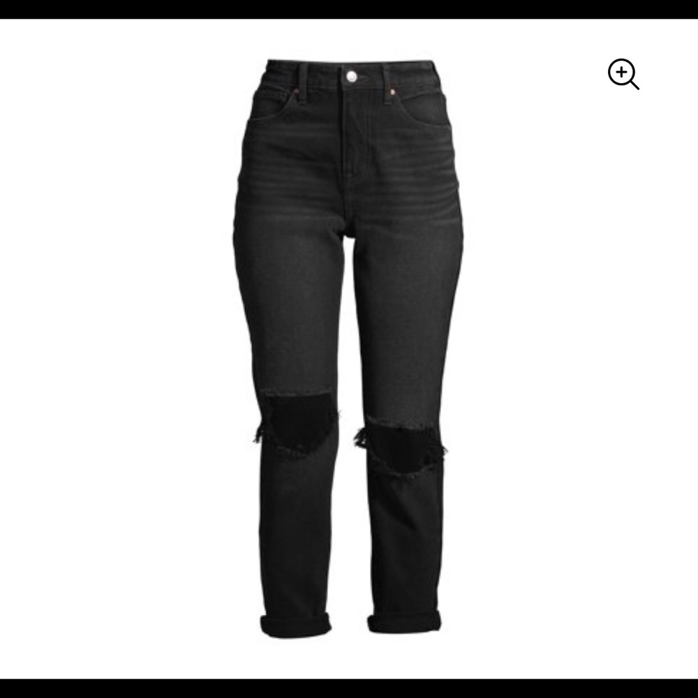 Black distressed mom jeans